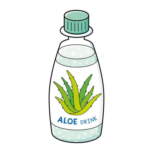 Aloe Vera drink bottle Aloe Vera drink bottle isolated cartoon vector illustration aloe juice stock illustrations