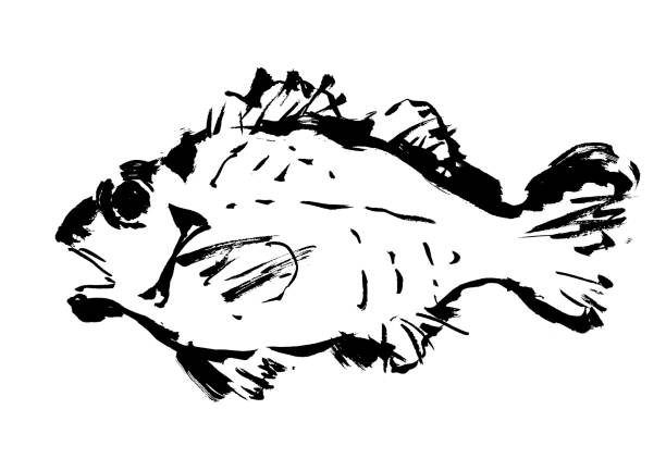 istock Hand-drawn Japanese-style illustration of a fish called Menuke Japanese-style material 1500439203