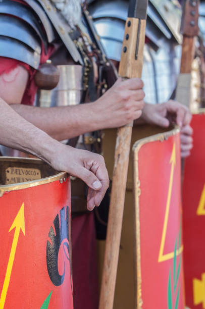 istock Reenactors as roman legionaries in formation 1500441618