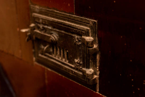 istock Vintage tiled stove close-up. 1500441669