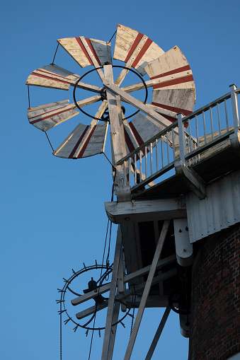 Horsey windpump at dusk in February, Norfolk, England, United Kingdom