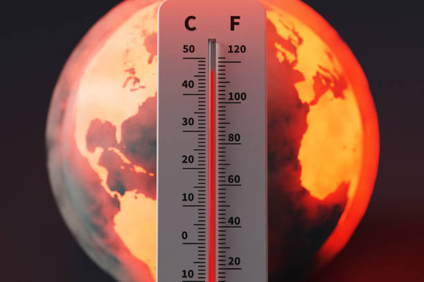 Earth experiencing extreme high temperatures and a thermometer showing high temperatures, 3d rendering Earth experiencing extreme high temperatures and a thermometer showing high temperatures, 3d rendering el nino stock pictures, royalty-free photos & images