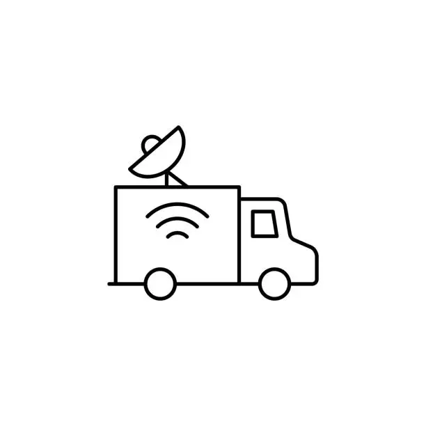 Vector illustration of Broadcasting van line icon editable stroke