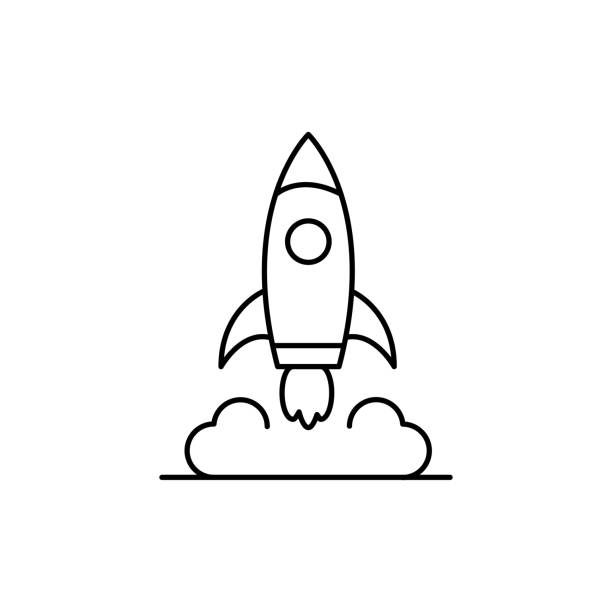 illustrations, cliparts, dessins animés et icônes de icône de ligne de fusée trait modifiable - fusée