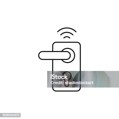 istock Smart wireless door lock system line icon editable stroke 1500454012