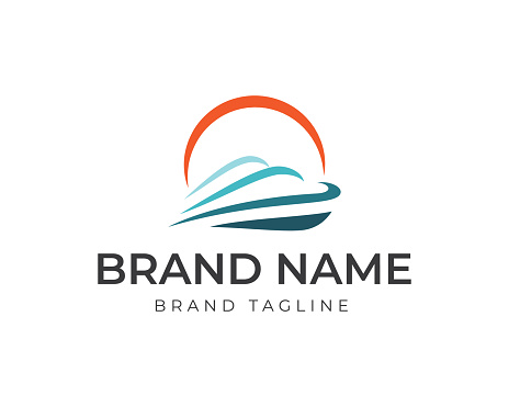 logo made from a minimalist line shape like a cruise ship, logo template.