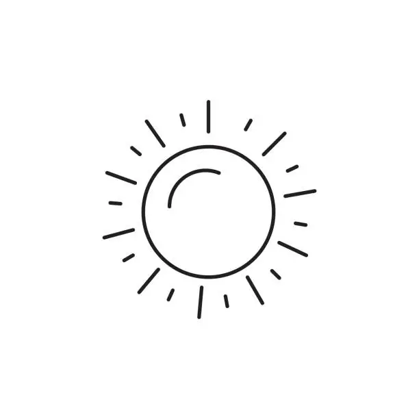 Vector illustration of Sun line icon, editable stroke