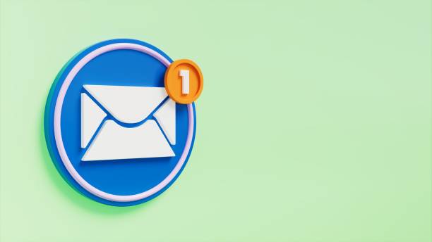 istock Blue messaging icon with alert on green background, communication theme, 3d illustration 1500457288