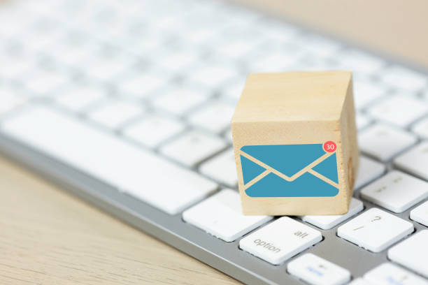 istock Email symbol on wooden cube block on keyboard computer. Symbol of connection, Technology social network. Concept of contact. 1500462941