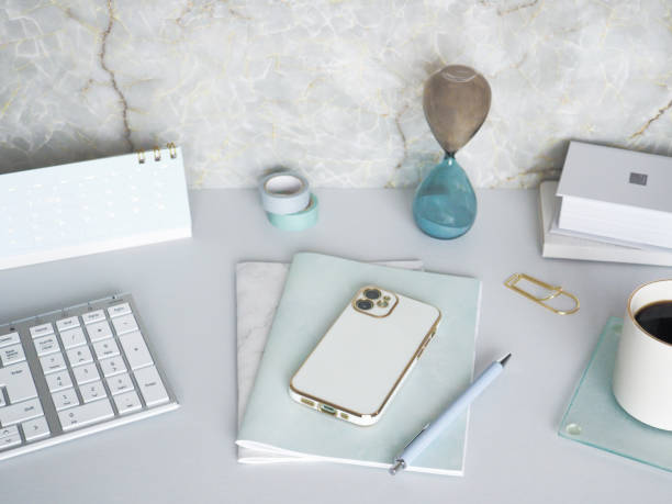 Gray and marble simple and stylish workspace, computer desk