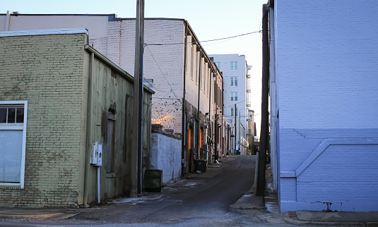A colorful back alley in the evening in Hattiesburg, Mississsippi