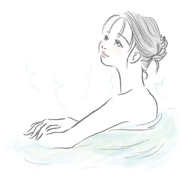 Vector illustration of woman taking a bath