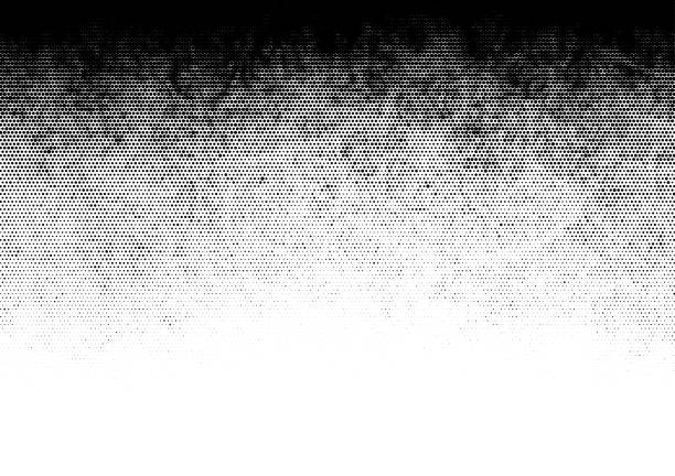 Black grunge half tone gradient dots pattern fade vector art illustration
