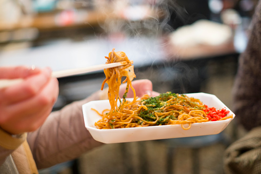 Yakisoba noodles from a food stall.