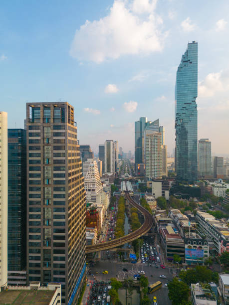 istock Aerial view office buiding with transport road Satorn district 1500474016