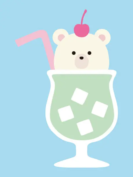 Vector illustration of Vector illustration of cute polar bear cream soda