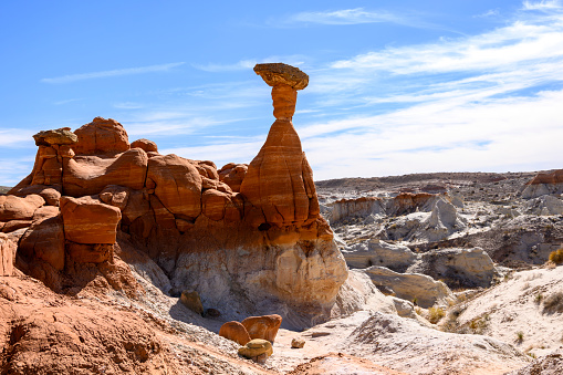 Landscape photograph of the Toadstool Hoodoos in the Grand Staircase-Escalante National Monument in Utah.