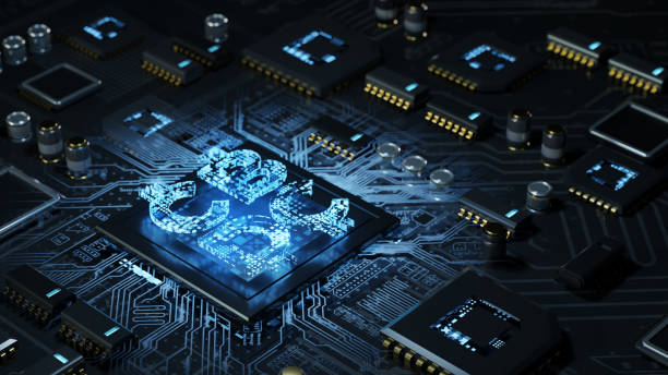 istock Holographic symbol of new digital currency CBDC over the main cpu processor - a game changer for global business. 1500480251