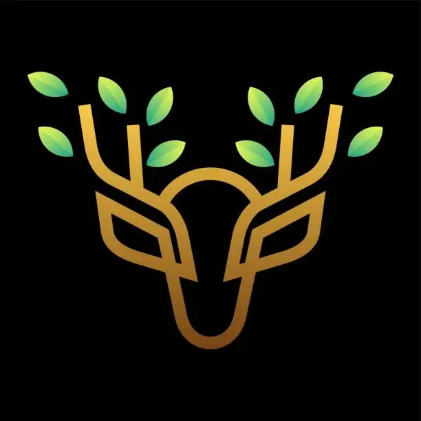 Vector illustration of Vector Illustration Spring Deer Gradient Line Art Style