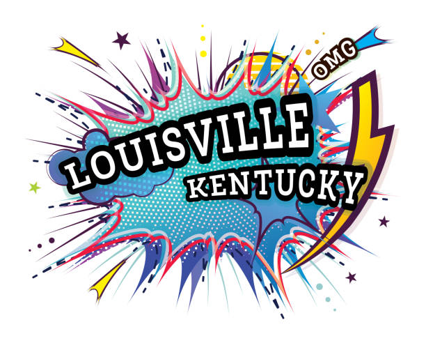 Louisville Kentucky Comic Text in Pop Art Style Isolated on White Background. Louisville Kentucky Comic Text in Pop Art Style Isolated on White Background. Vector Illustration. Retro Artwork with Geometric Design Elements. louisville city icons stock illustrations