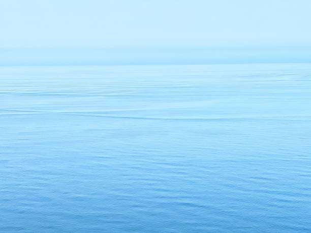 Calm blue water and clear sky at morning.