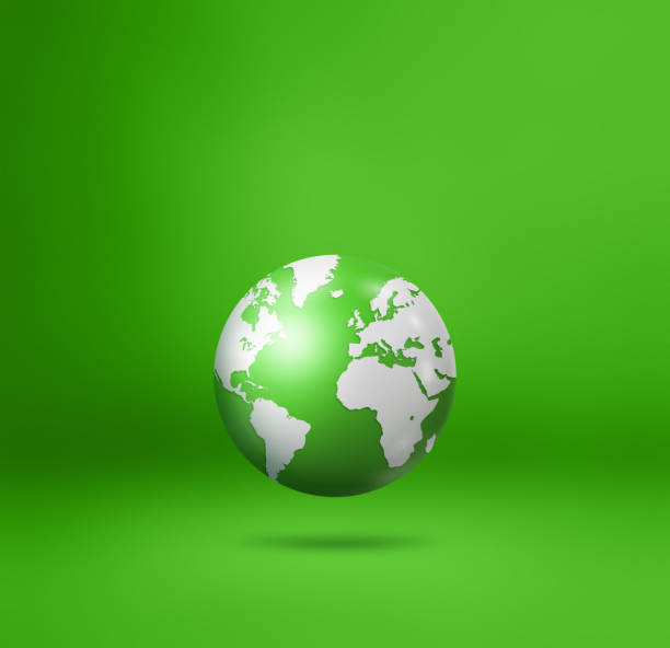 istock World globe, earth map, isolated on green. Square background 1500486259