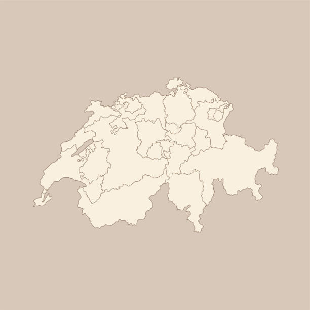 карта швейцарии - thurgau stock illustrations