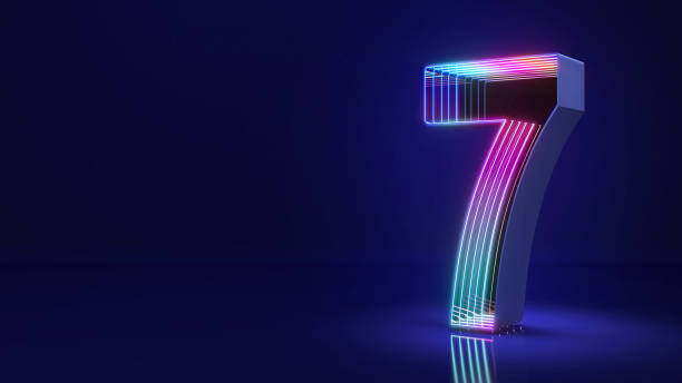 istock Number seven sci-fi style Neon lights on dark blue background,3d rendering 1500492791
