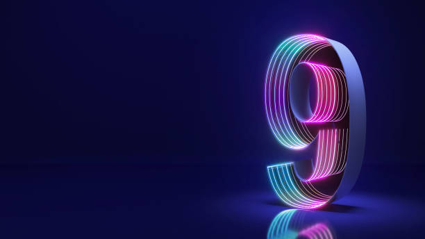 istock Number nine sci-fi style Neon lights on dark blue background,3d rendering 1500492799