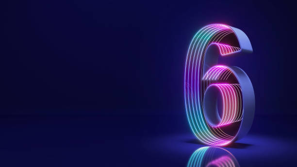 istock Number six sci-fi style Neon lights on dark blue background,3d rendering 1500492809
