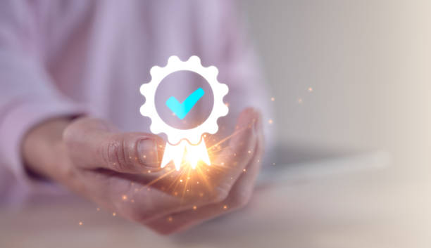 istock top service Quality assurance 5 star, Guarantee, Standards, ISO certification and standardization concept. hand holding tick mark in top quality assurance icon, the best, high quality standard 1500492914