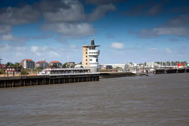 Photo of Radar tower in the Elbe estuary, Cuxhaven, Lower Saxony, Germany, Europe