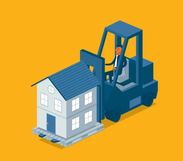 Vector illustration of Delivery or moving house concept