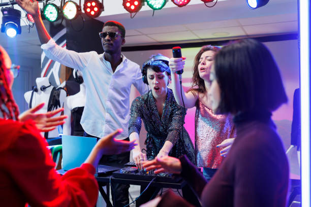 istock Electronic music band performing in club 1500496876