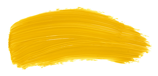 Shiny yellow brush watercolor painting isolated on white background. watercolor