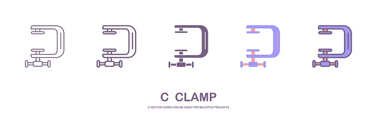 Clamp outline vector icon. c clamp icon, flat vector simple element illustration from editable industry concept isolated stroke on white background