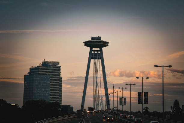 Most SNP commonly referred to as Most Slovenského národného povstania or the UFO Bridge, and named Nový most (\
