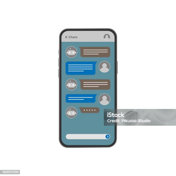 Conversation Interface Phone The Smartphone Screen App Interface Features A Chatbot Conversation ...