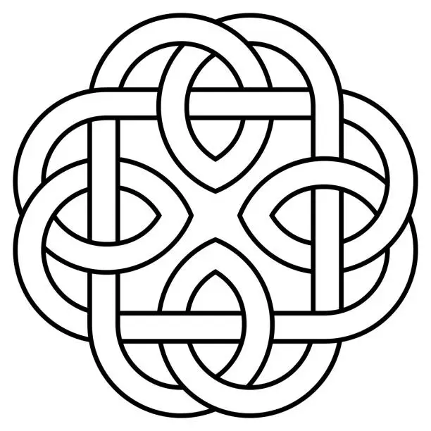 Vector illustration of Infinity knot outline in black. Celtic symbol. Isolated background.