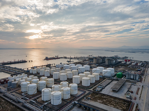 Aerial view of the seaside gas energy chemical plant