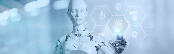 istock Using AI to generate business ideas. Artificial intelligence tool help business to identify potential opportunities for new products or services, creative ideas or content. AI adoption for business. 1500512546