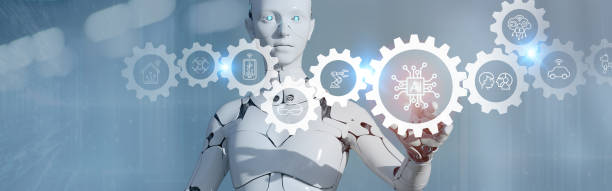 Artificial Intelligence (AI) Innovation concept. AI initiatives in various sectors such as internet of things,  finance, healthcare, business, marketing, security, automation, automobile, agriculture.