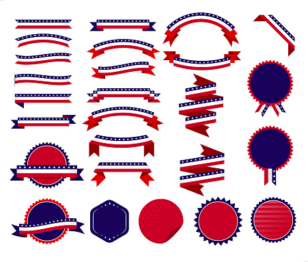 abstract american flag ribbons design set