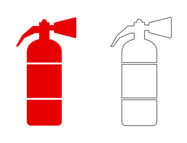 fire extinguisher on transparent background, easily editable line art icon. - 滅火筒標誌 幅插畫檔、美工圖案、卡通及圖標