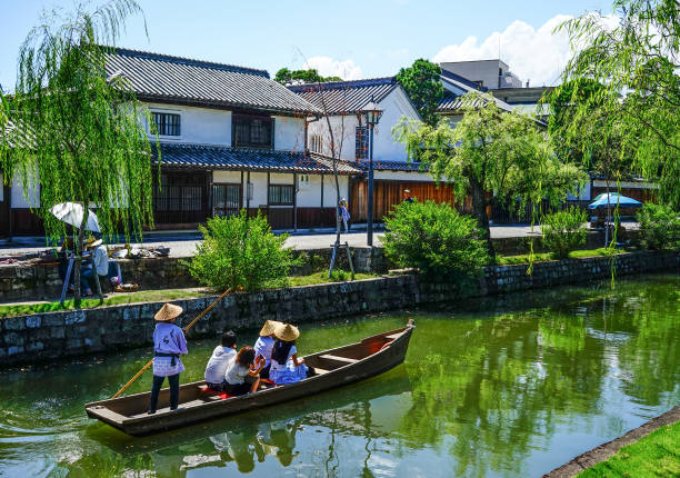 Kurashiki, Okayama, Japan canal and old town at night.