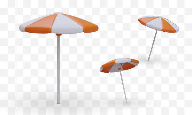 istock Set of realistic striped beach umbrellas from different angles. Sun protection 1500515001