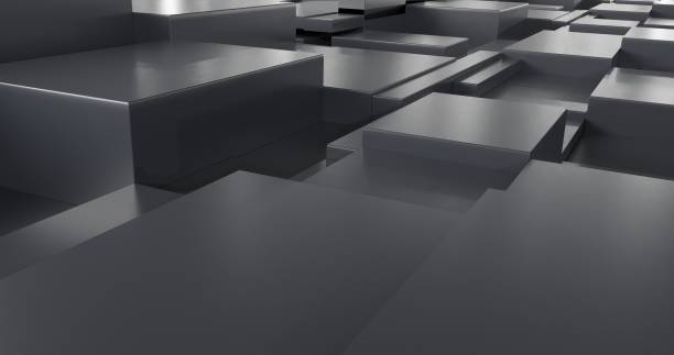 Abstract random space cube wall. Concept Geometric Block Wall moving background. Monochrome background block cube. 3d render