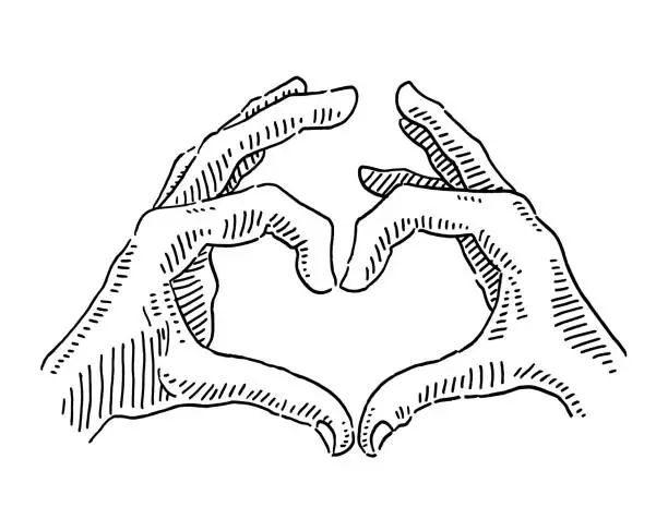 Vector illustration of Love Heart Hand Gesture Drawing