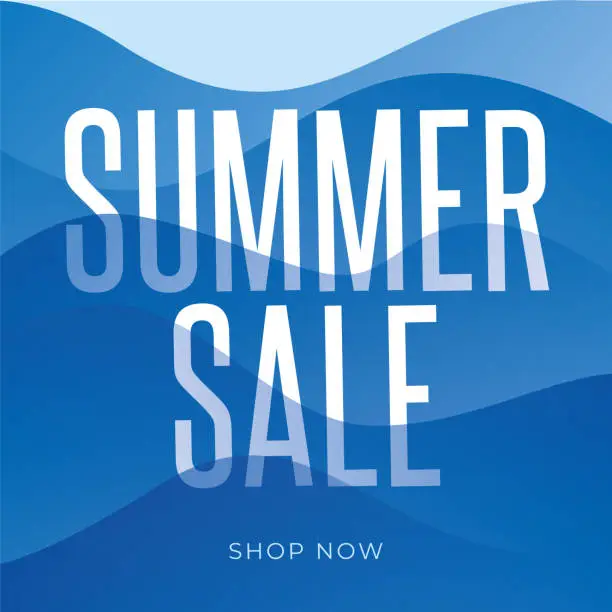 Vector illustration of Summer Sale with sea waves Background.