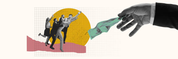 istock Ambitious, motivated, concentrated employees, young people running forward to professional success, promotion. FInancial motivation. Contemporary art collage. 1500528482